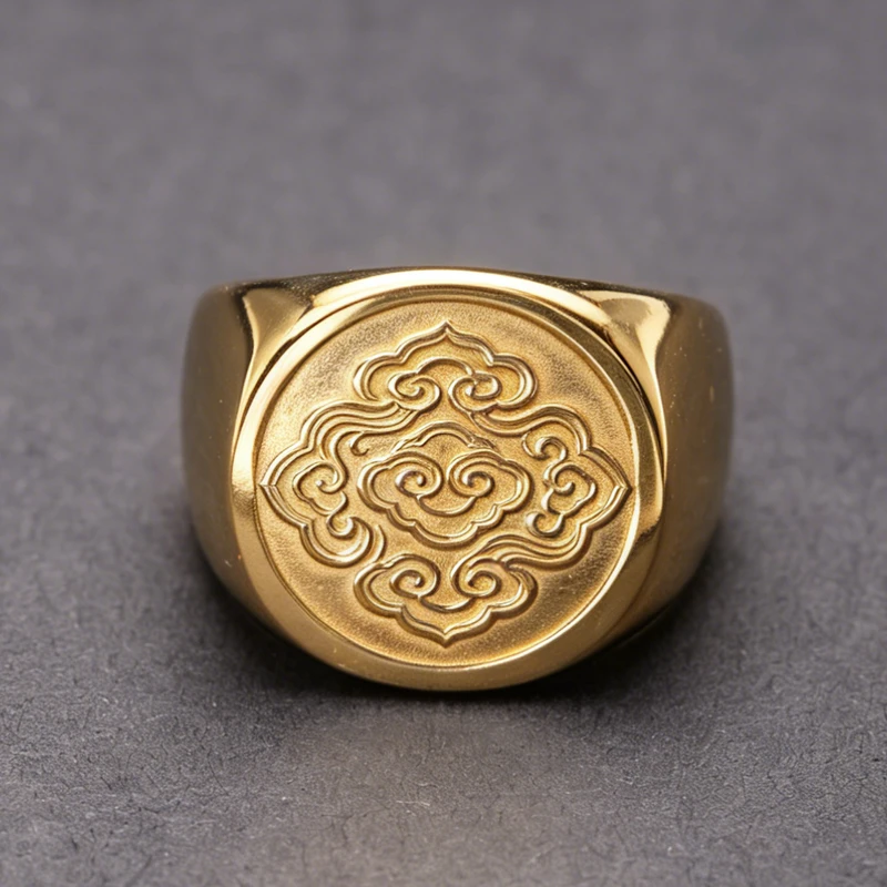 云纹雕刻印章戒