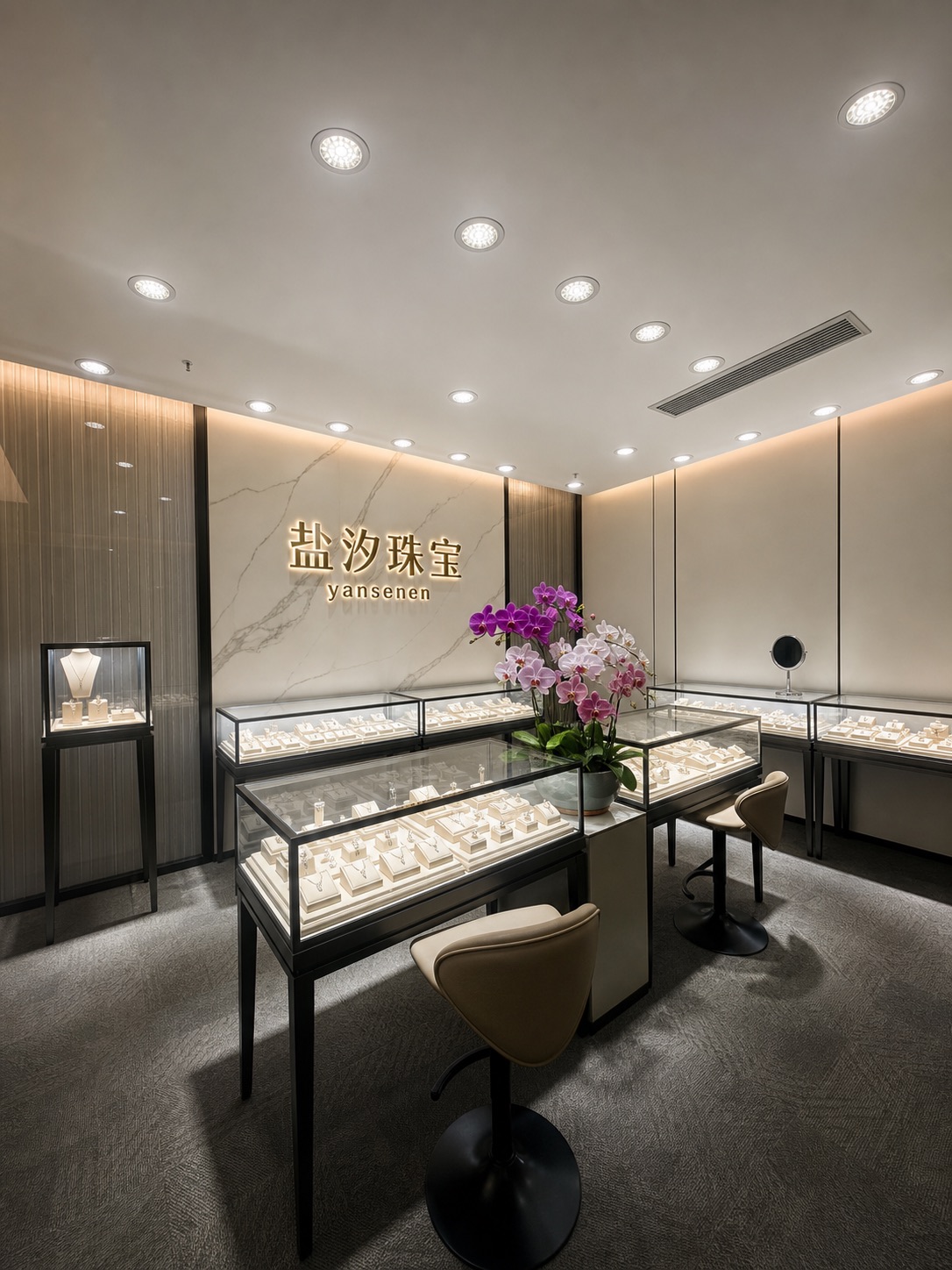 盐汐珠宝展厅与珠宝陈列柜